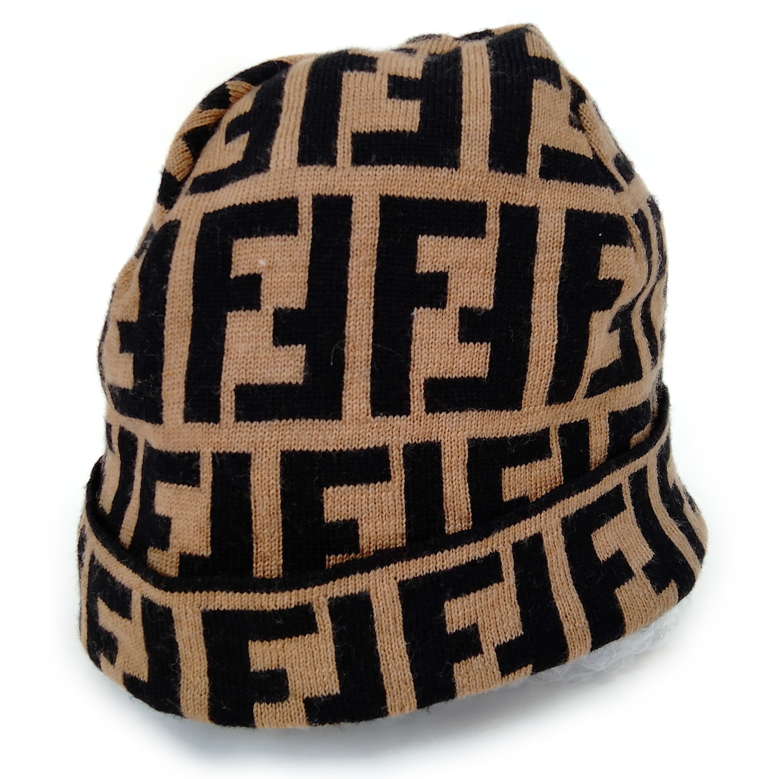 Fendi Knit Cap Wool Beanie - Black | FENDI US main image 2