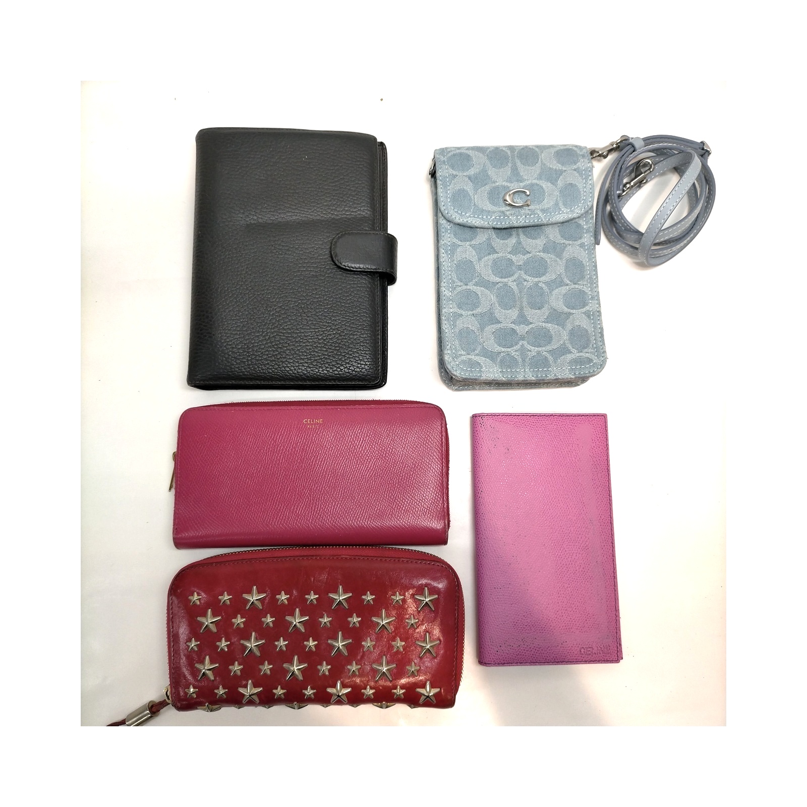 Celine Coach Jimmy Choo ferragamo Wallet Diary Cover Leather Canvas Pink set 5