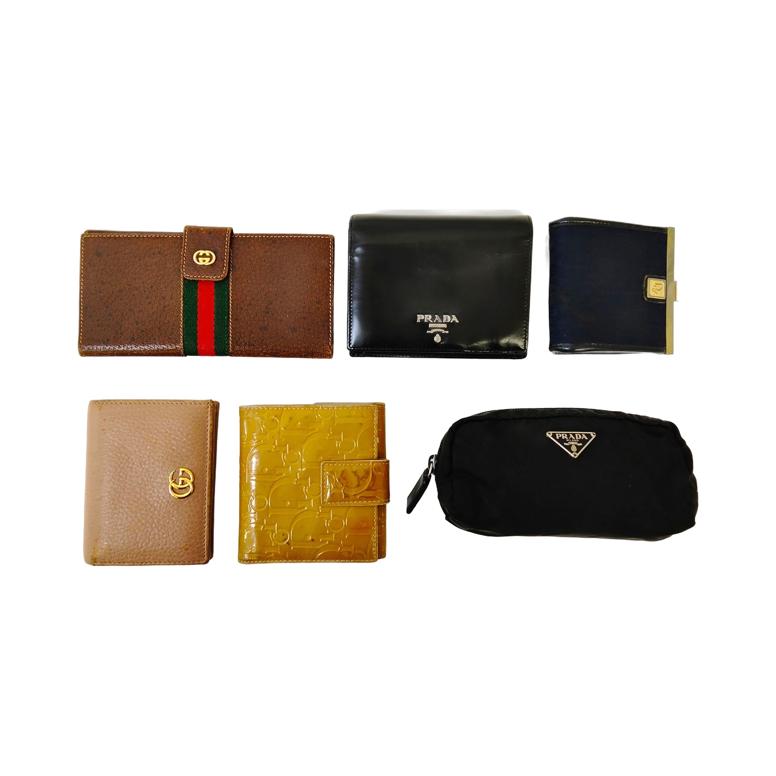 Lot of 6 Gucci Prada Wallets Pouch Set